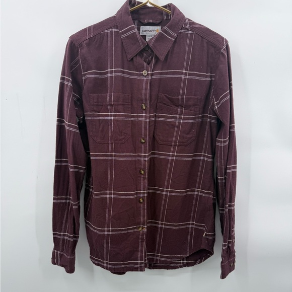 Carhartt Tops - Carhartt Women’s Maroon Plaid Button-Down Shirt